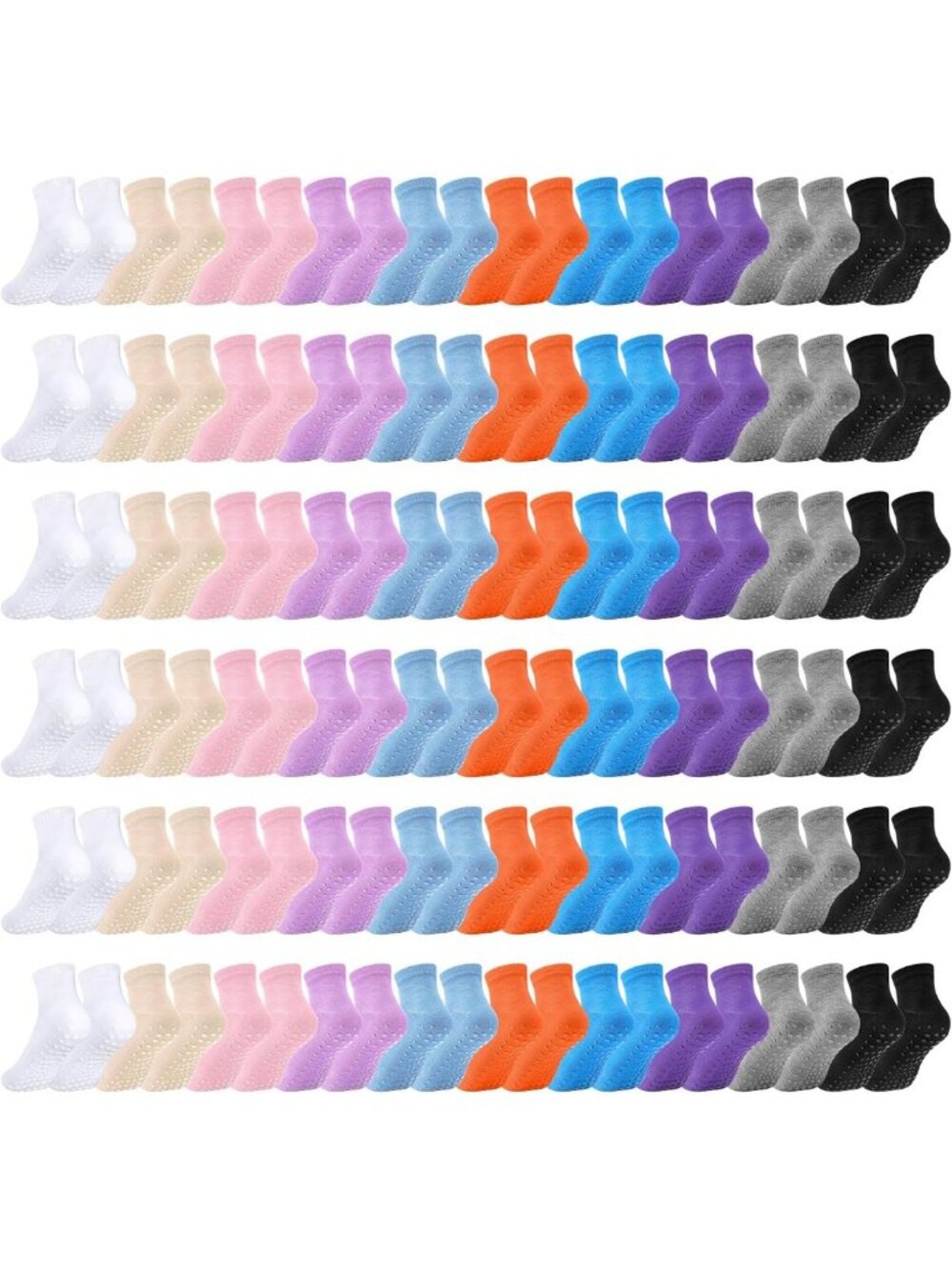 Non-Slip Pilates Grip Socks - Bulk Pack, Comfortable & Breathable Fitness Socks